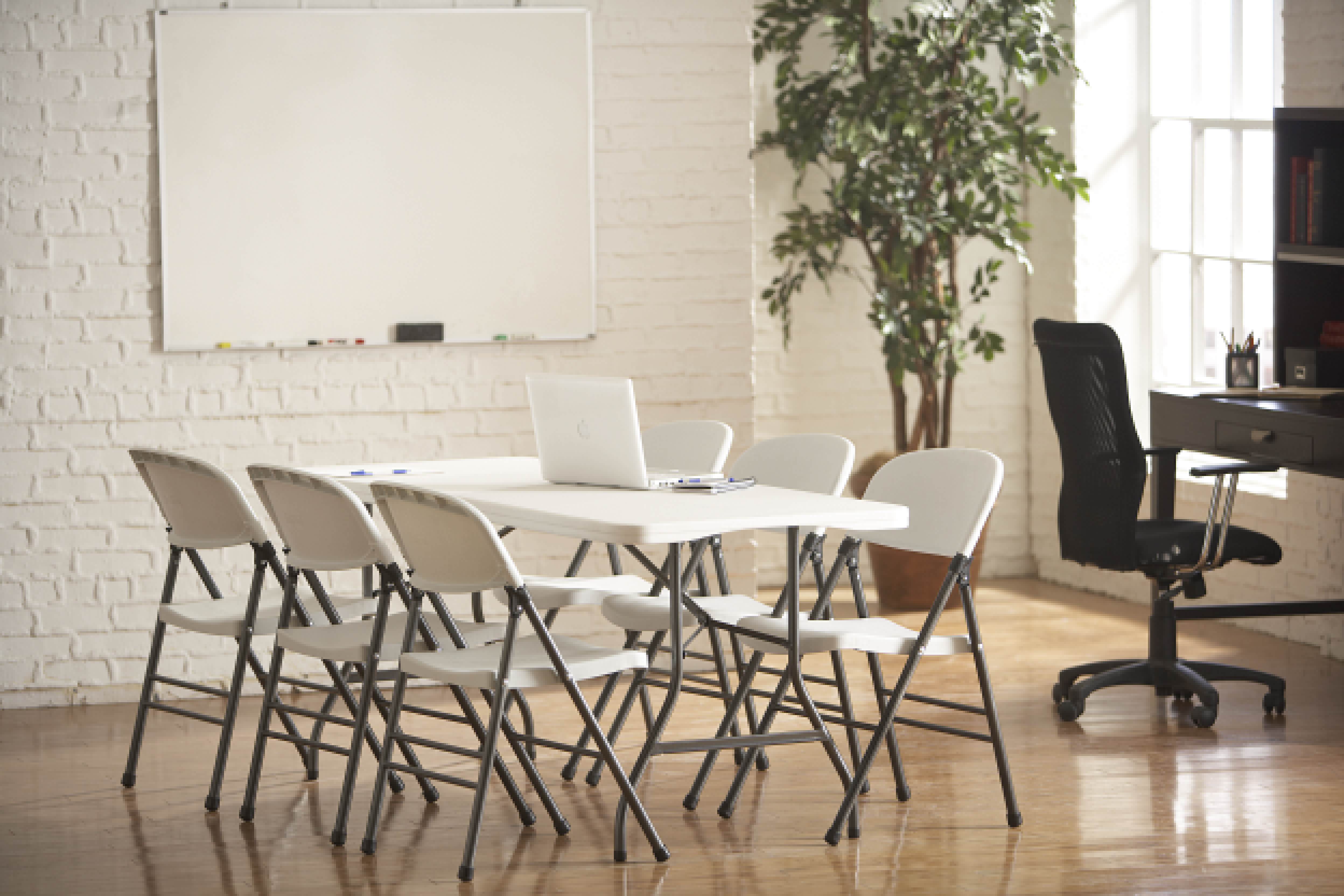 Bridgeport Folding Table, Blow Mold Table, Fold In Half, 72" x 30", White Color C678BP14WSP1 - alternate 4